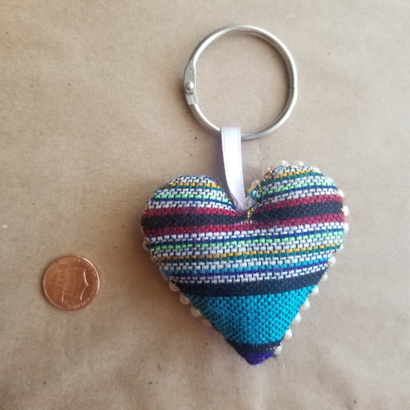 Boho, Keychain, First Car, Car Accessories, South American Textile, Heart - Picture 1 of 2